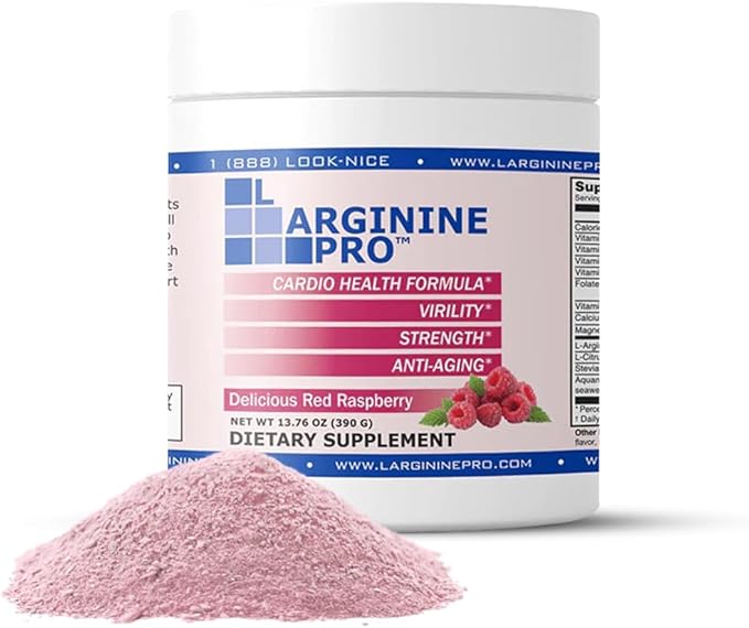 L-ARGININE PRO 2-Pack Raspberry Jar and 30 Single Serve Packets Great Tasting! | Blood Flow | Pre-Workout Drink | with Vitamins C B6 B12 K &amp More