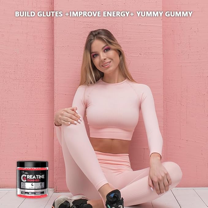 Creatine Monohydrate Gummies 5g for Men &amp Women 120 Count Watermelon Chewables Creatine Monohydrate for Muscle Strength Muscle Builder Energy Boost Pre-Workout Supplement