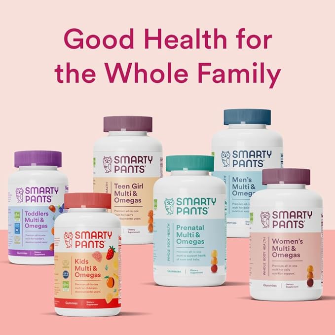 SmartyPants Women's Multivitamin Gummies: Omega 3 Fish Oil (EPA/DHA) Methylfolate CoQ10 Vitamin D3 C Vitamin B12 B6 A K &amp Zinc Inositol Gluten Free (30 Day Supply) 180 Count (Pack of 2