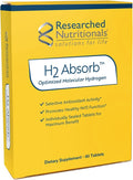 Researched Nutritionals H2 Absorb Molecular Hydrogen Tablets - Instant Hydrogenated Water &amp Antioxidant Supplement - Rejuvenating Drink to Promote Energy &amp Healthy Aging (60 Tablets)
