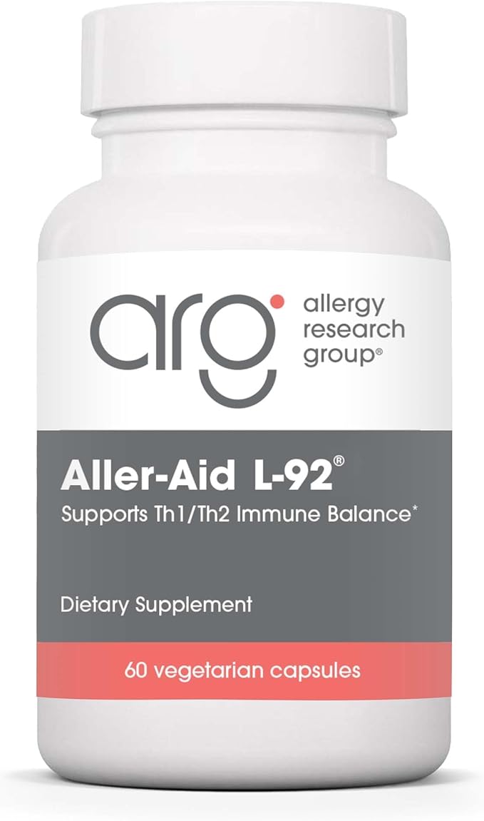 Allergy Research Group Aller-Aid L92 Supplement - with Lactobacillus Acidophilus Indian Frankincense Boswellic Acid Vegetarian Capsules - 60 Count