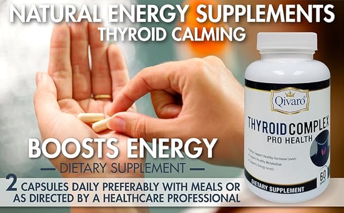 Thyroid Complex Pro - Natural Supplement for Thyroid Support Energy Focus and Metabolism (60 Capsules) with L-Tyrosine Vitamin B Iodine Magnesium Zinc &amp B-12 for Men and Women