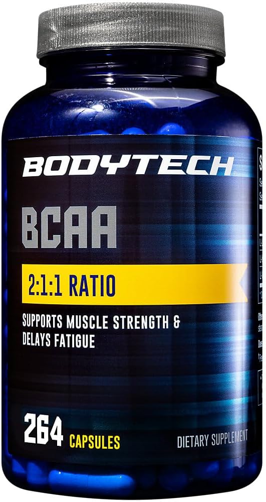BodyTech BCAA a 2:1:1 Ratio a Supports Muscle Strength &amp Delays Fatigue (264 Capsules)