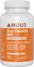 NUU3 Gut Health 365 - Digestive Enzymes &amp Probiotic Supplement for Women &amp Men - Bloating &amp Digestion Relief - Supports Gut Microbiome &amp Healthy Immune Function - 90 Capsules