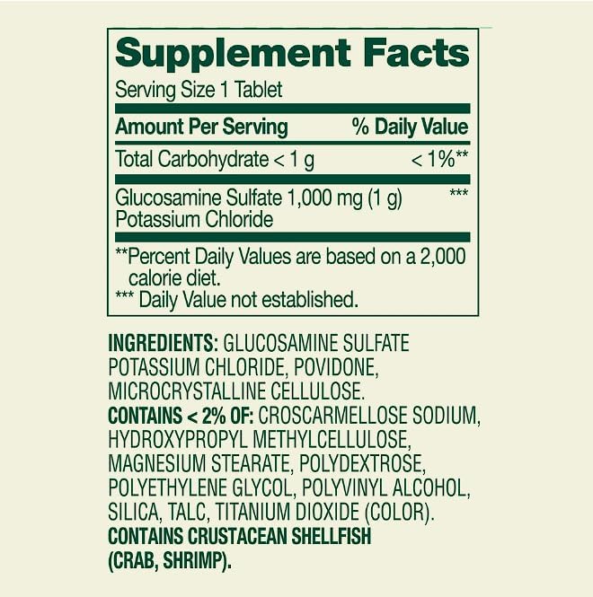 Glucosamine Sulfate Potassium Chloride 1000 mg Spring Valey | Joint Health Support | 200 Tablets + Daily Supplement Tracker Sticker