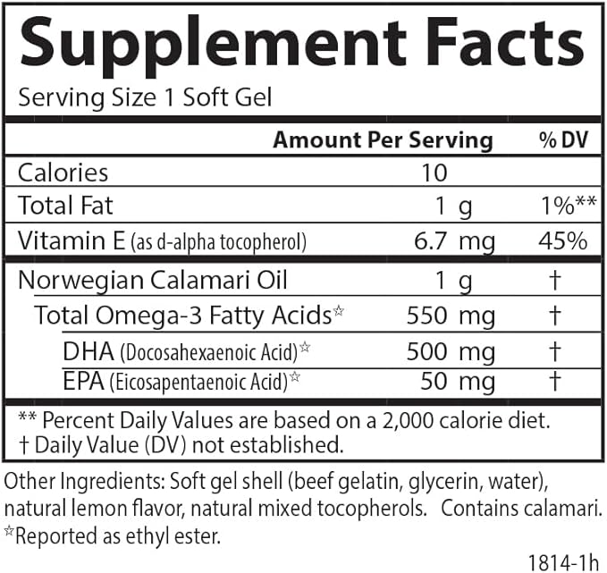 Carlson - EcoSmart DHA 500 mg DHA Sustainable Source Healthy Vision &amp Brain Function Lemon 60+20 Softgels