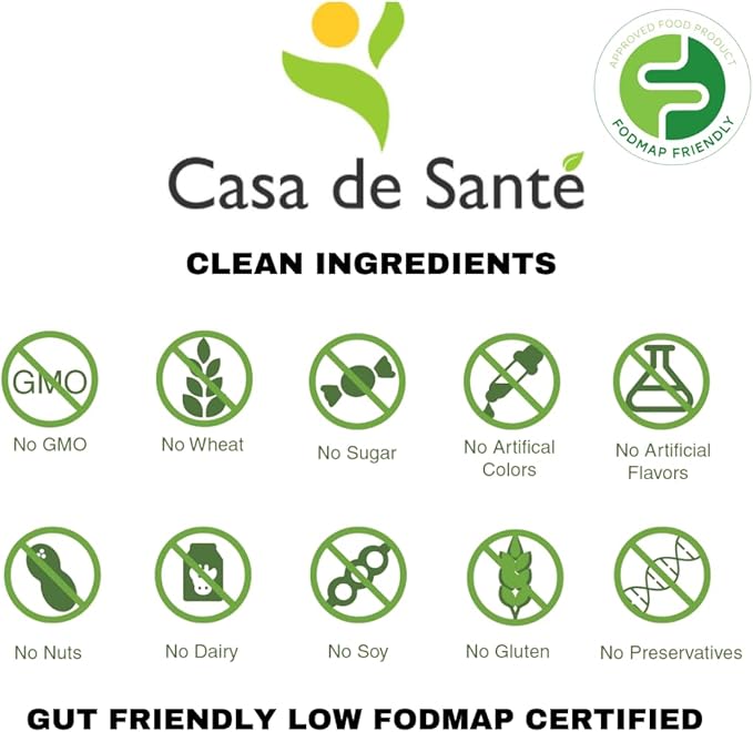 Casa de Sante FODMAP Digestive Enzymes No High Inulin Keto Carnivore Intolerance Support 18 Multi Enzyme Amylase Bromelain Lipase Lactase Protease Papain Alpha galactosidase More - No GMO