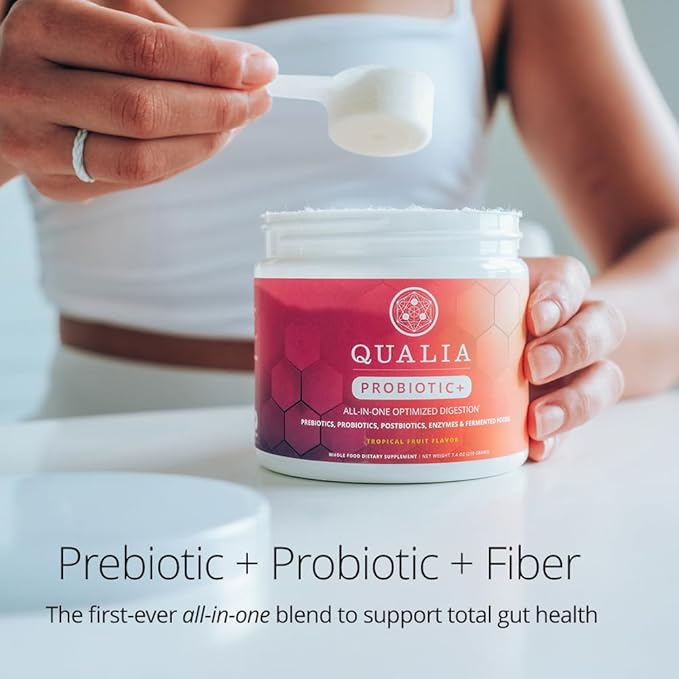 Qualia Probiotic - 28 Science-Backed Spore Probiotics Prebiotics and Postbiotics. Total Gut Support. Soothes Digestive discomfort. Ethically sourced. Promotes Akkermansia Growth. 1 Month Supply