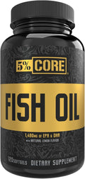 5% Nutrition Core Fish Oil Supplement | 2500 mg EPA DHA Omega 3 Fatty Acid Supplement | Burpless Fish Oil for Faster Recovery Joint Support Heart Health (60 Servings / 120 Softgels)