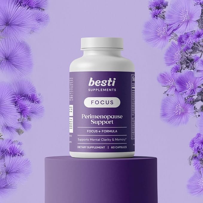 Besti Supplements Focus - Perimenopause Support with Focus+ Formula 60 Capsules | Boosts Mental Clarity Memory &amp Cognitive Function