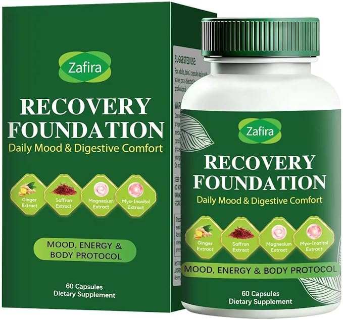 Zafira Recovery Foundation Capsules – Clear Mental Fog Reduce Hair Loss &amp Boost Digestion | Clinically Tested All-Natural IngredientsNon-GMO 60 Capsules