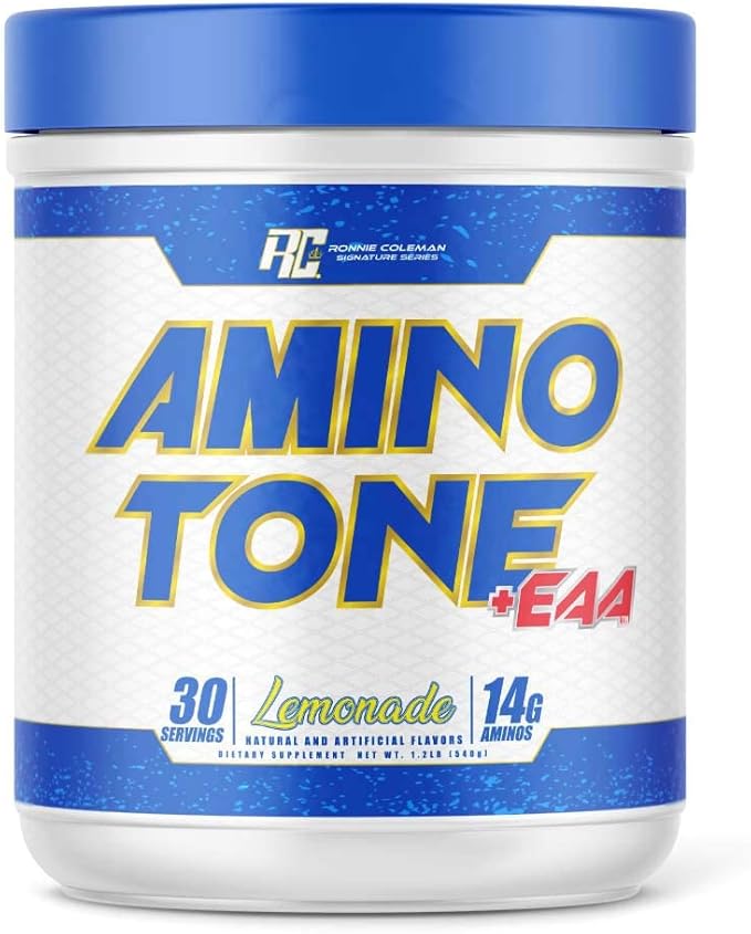Ronnie Coleman Signature Series Amino-Tone EAAs Amino Acids Powder with BCAAs Hydration Essential Amino Acids Post Workout Muscle Recovery Lemonade 30 Servings