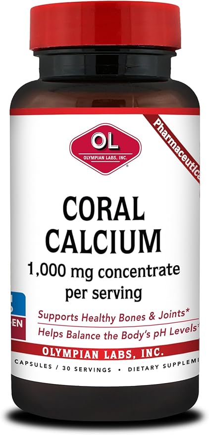 Olympian Labs Coral Calcium 1000mg Concentrate Capsules Supporting Healthy Bones and pH Balance - 90 Capsules