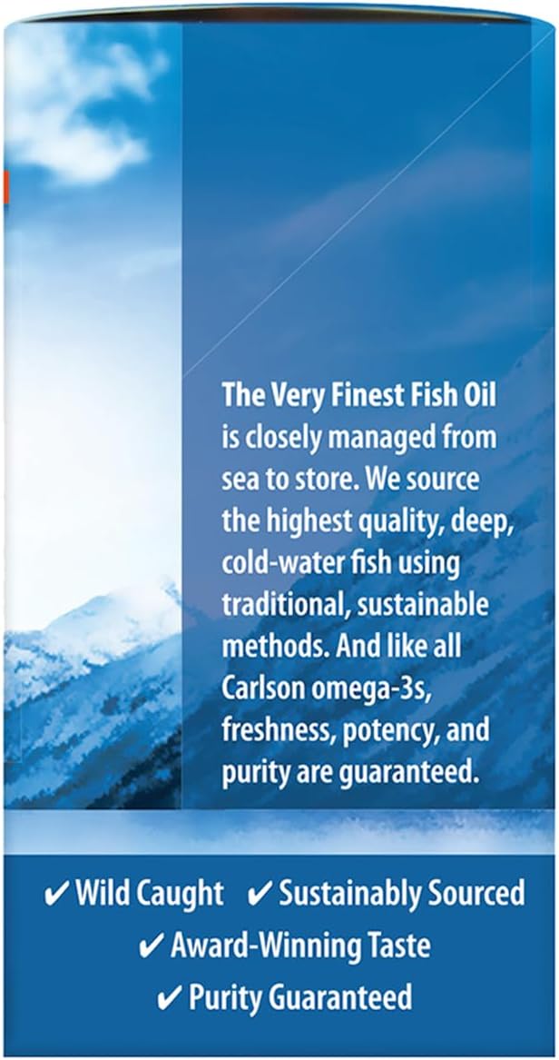 Carlson - The Very Finest Fish Oil Grab + Go Packets Single-Serving 1600 mg Omega-3s Norwegian Wild Caught Sustainably Sourced Box of 15 Packets 5 mL Each