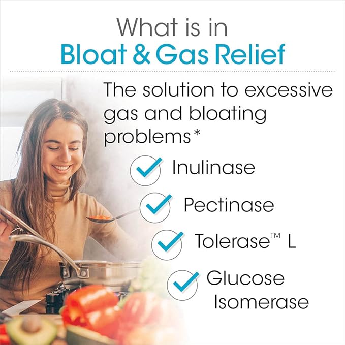 Silver Fern Bloat &amp Gas Relief Digestive Enzyme Blend - 1 Bottle = 30 Servings - FODMAP &amp Bloating Digestion Supplement with Tolerase L Pectinase &amp More (1 Bottle)