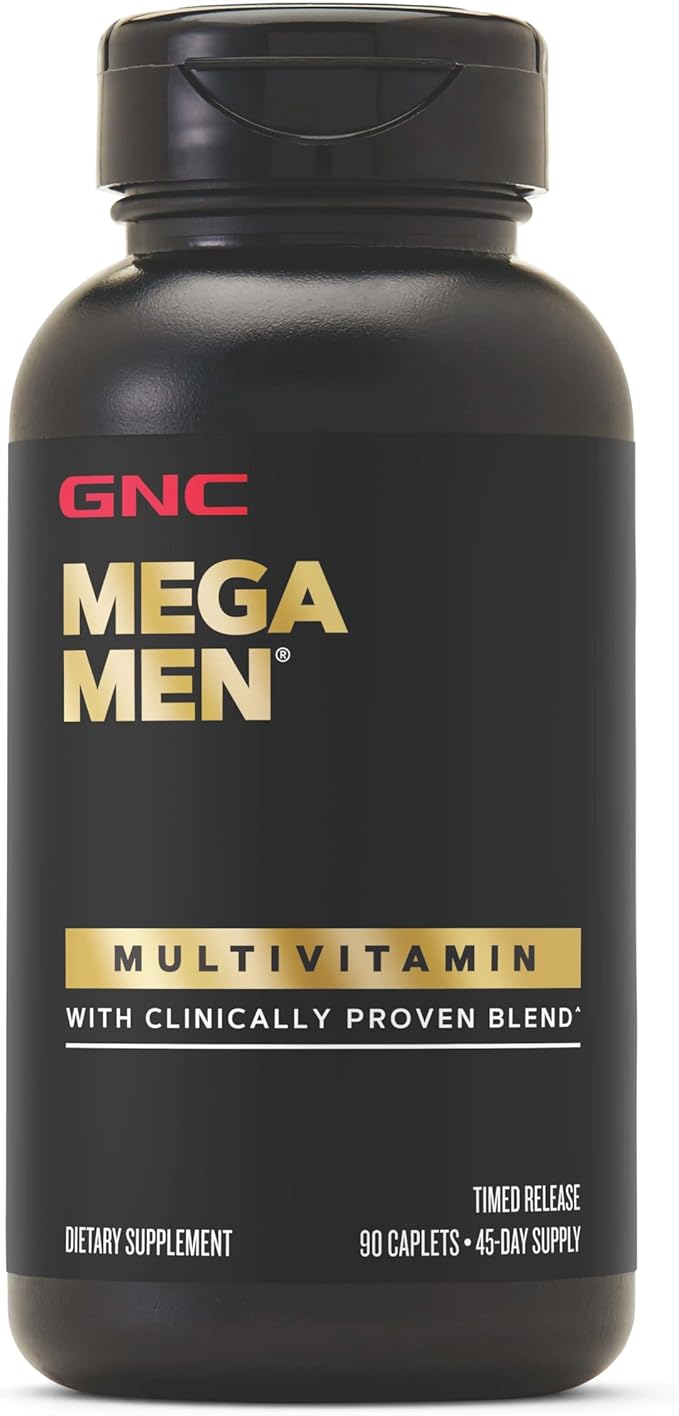GNC Mega Men Multivitamin Caplets Clinically Proven to Feel Better Immune Support Energy Support B Vitamins Vitamin D-3 Timed Release 90 Caplets