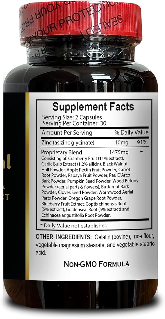 Natural Parasite Complex - Premium Herbal Formula with Wormwood Black Walnut &amp Cloves for Digestive Health Cleansing and Wellness Support - 60 Capsules - Formulated in GMP-Certified Facility
