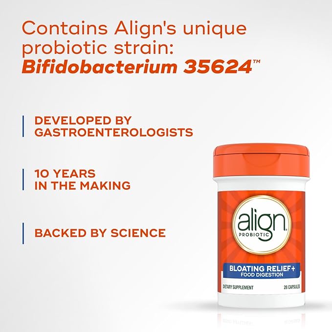 Align Probiotic Bloating Relief + Food Digestion Probiotics for Women and Men #1 Doctor Recommended Brand‡ Promotes Digestive Health and Helps Support the Metabolism of Food* 28 Capsules