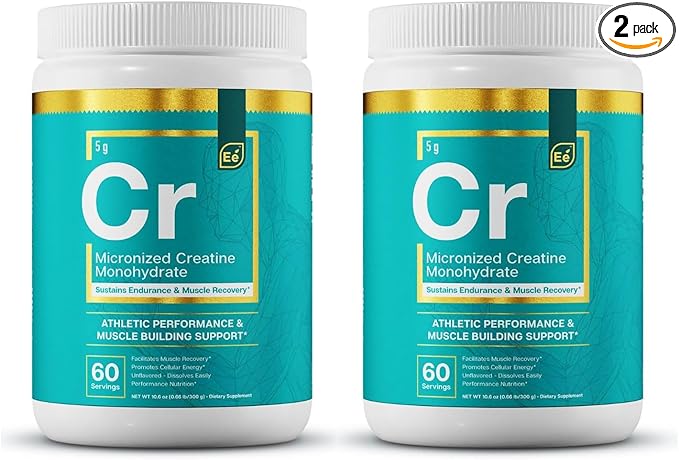 Essential Elements Micronized Creatine Monohydrate Powder for Men &amp Women - Unflavored &amp Easily Dissolved - 60 Servings (2 Pack)