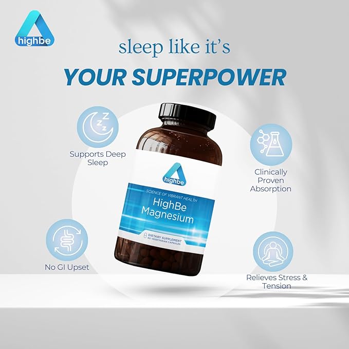 Magnesium Glycinate Supplement 60 Vegetarian Capsules Dietary Stress Support Muscle Relaxation Formula