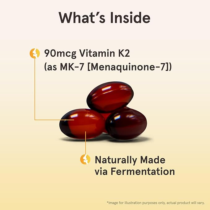 Jarrow Formulas MK-7 90 mcg - Bioactive Form of Vitamin K2-120 Servings (Softgels) - for Bone &amp Cardiovascular Health - Vitamin K2 MK-7 Dietary Supplement - Gluten-Free