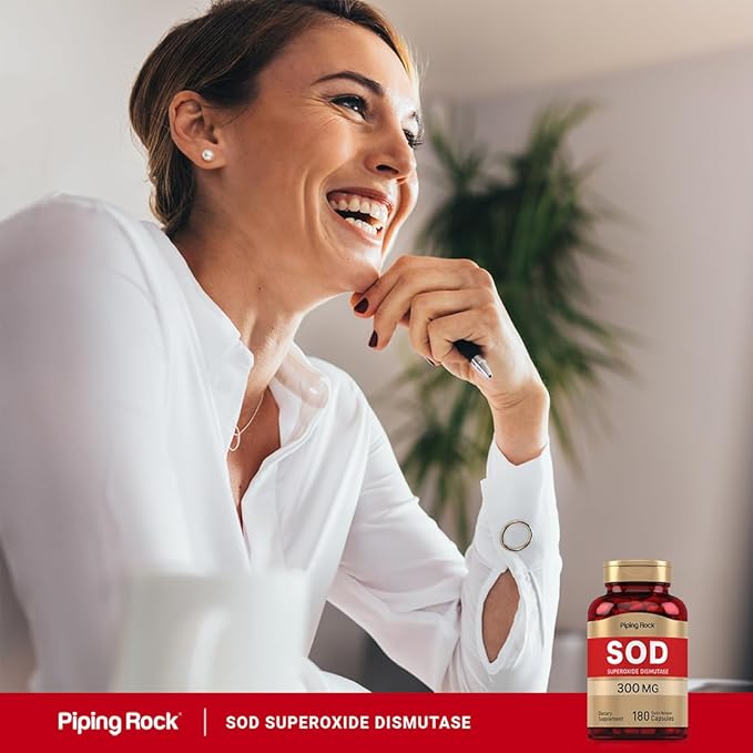 Piping Rock Superoxide Dismutase Supplement | 300 mg | 180 Capsules | SOD for Women and Men | Non-GMO Gluten Free