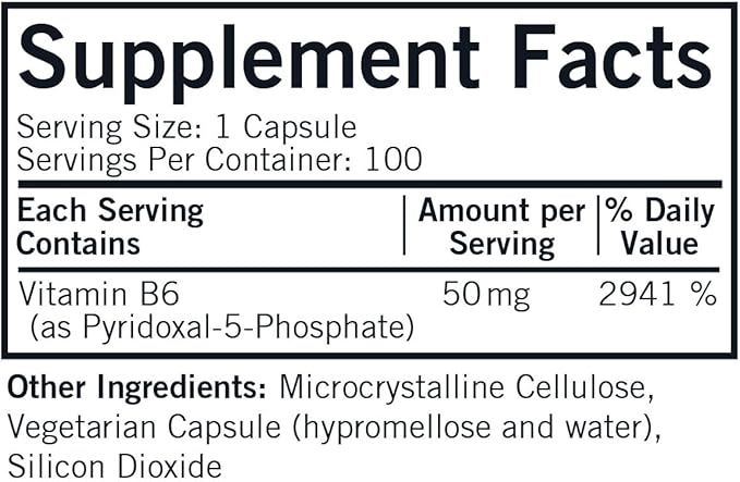 Kirkman – P-5-P (Pyridoxal 5-Phosphate Vitamin B-6 Metabolite) 50 mg - Hypoallergenic 100 Count