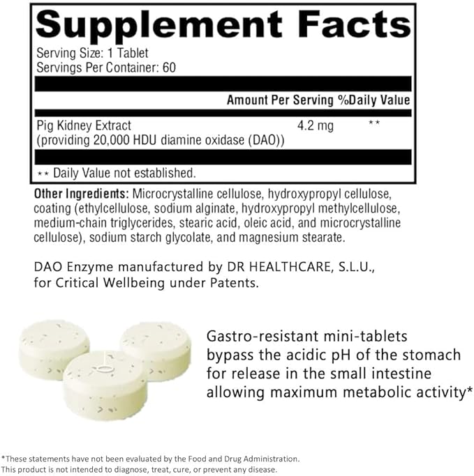 Histamine Manager – New and Improved Formula 20000 HDU of Diamine Oxidase DAO per tablet – Digestive Enzyme to Help Block and Manage Food-Derived Histamine Intolerance – 60 Tablets (2 Boxes)