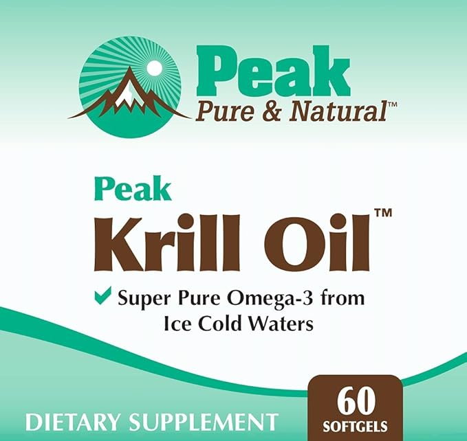 Peak Pure &amp Natural Peak Krill Oil Supplement - Better Than Fish Oil for Joint and Heart Health - Krill Oil Brain Supplement - EPA DHA and Astaxanthin - 60 softgels