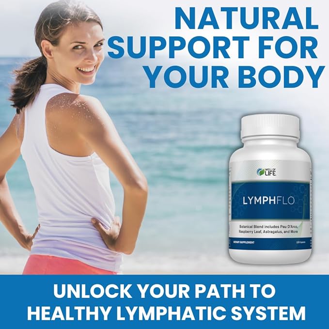 LymphFlo: Herbal Support for Detox Immunity &amp Well-Being. Formulated with PAU d’Arco Cleavers &amp Red Peony Root in 1100mg 180 V-Capsules to Optimize Lymphatic Function Enhance Vitality