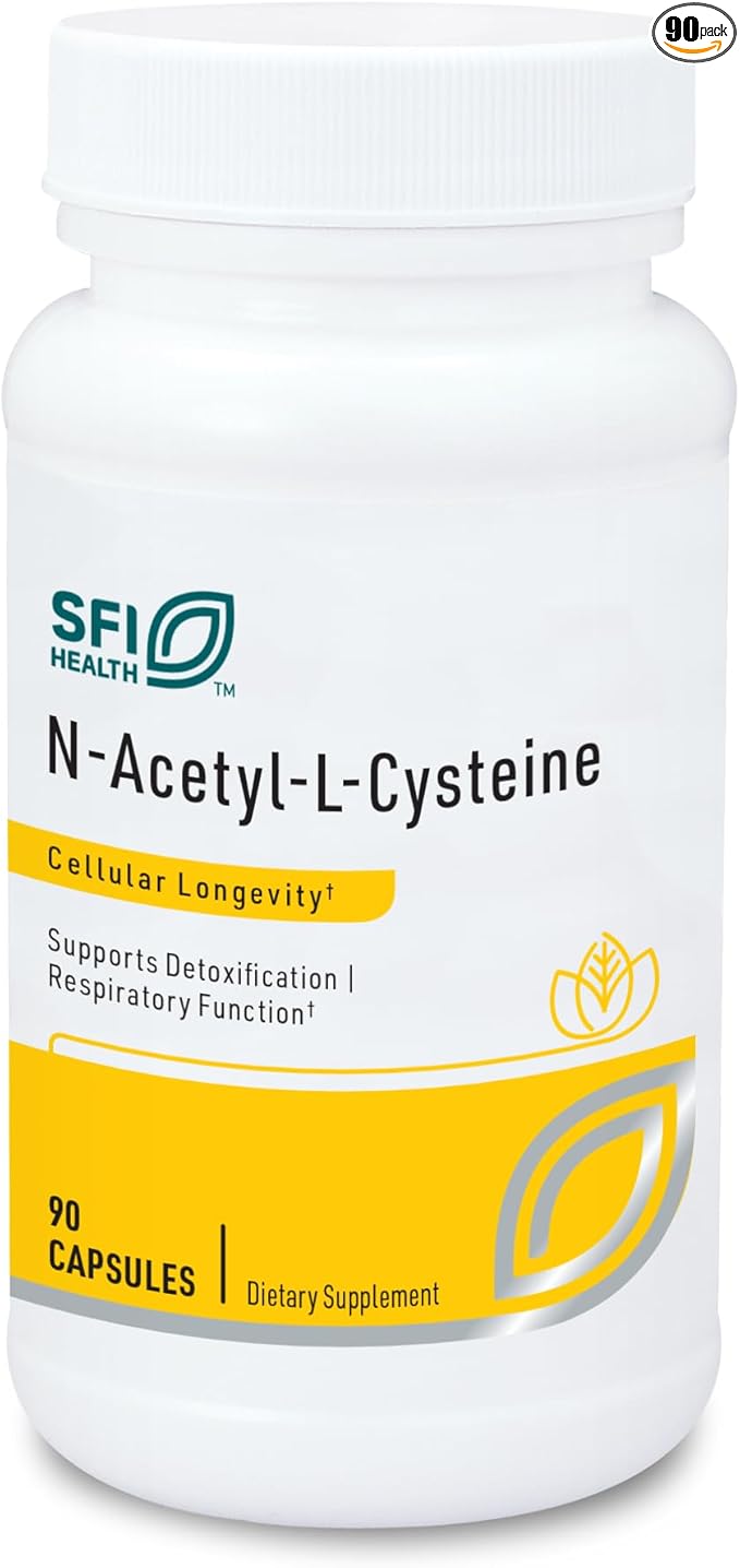 Klaire Labs SFI Health N-Acetyl-L-Cysteine 500mg - Amino Acid Glutathione Precursor NAC - Supplement to Support Cellular Antioxidant Protection - Hypoallergenic Soy-Free Corn-Free (90 Capsules)