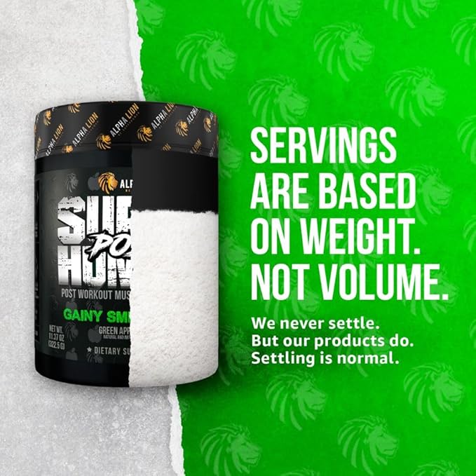 Alpha Lion Superhuman Post Workout Recovery Muscle Builder Drink Creatine Powder + More for Lean Muscle Growth Strength &amp Volume Supplement for Women &amp Men (25 Servings Gainy Smith Apple)