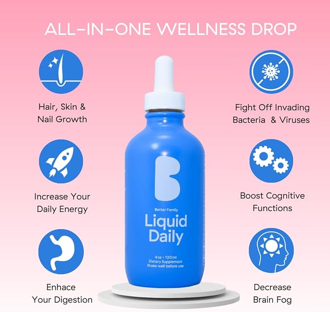 Better Family - Liquid Daily Multivitamin - All-in-One Wellness Drop - All Ages &amp Genders - Methylated Vitamins - No Sugar or Artificials - Gluten Free Non-GMO - Dietary Supplement - 4oz (120 ml)