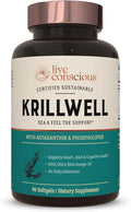 Live Conscious KrillWell Joint and Cognitive Support | Certified Sustainable Krill Oil 2X More Effective Than Fish Oil - 30 Day Supply