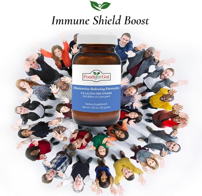 Foods For Gut Histamine &amp D Lactate Free Probiotics Powder 240 Billion CFU | Made in USA | No Additives | Direct from Manufacturer | No Third-Party Storage | Immune Support | 30 Grams (1.05 OZ)