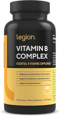 LEGION Vitamin B-Complex (120 Capsules) - Vitamin B Complex with Choline and Inositol Supports Mood &amp Liver Function - Vegan B Complex Vitamins Support Energy Metabolism &amp Muscle Function