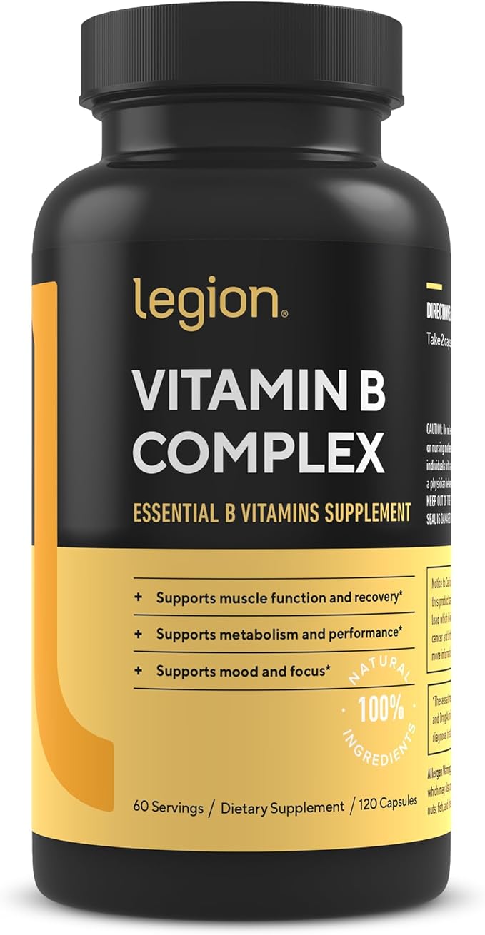 LEGION Vitamin B-Complex (120 Capsules) - Vitamin B Complex with Choline and Inositol Supports Mood &amp Liver Function - Vegan B Complex Vitamins Support Energy Metabolism &amp Muscle Function
