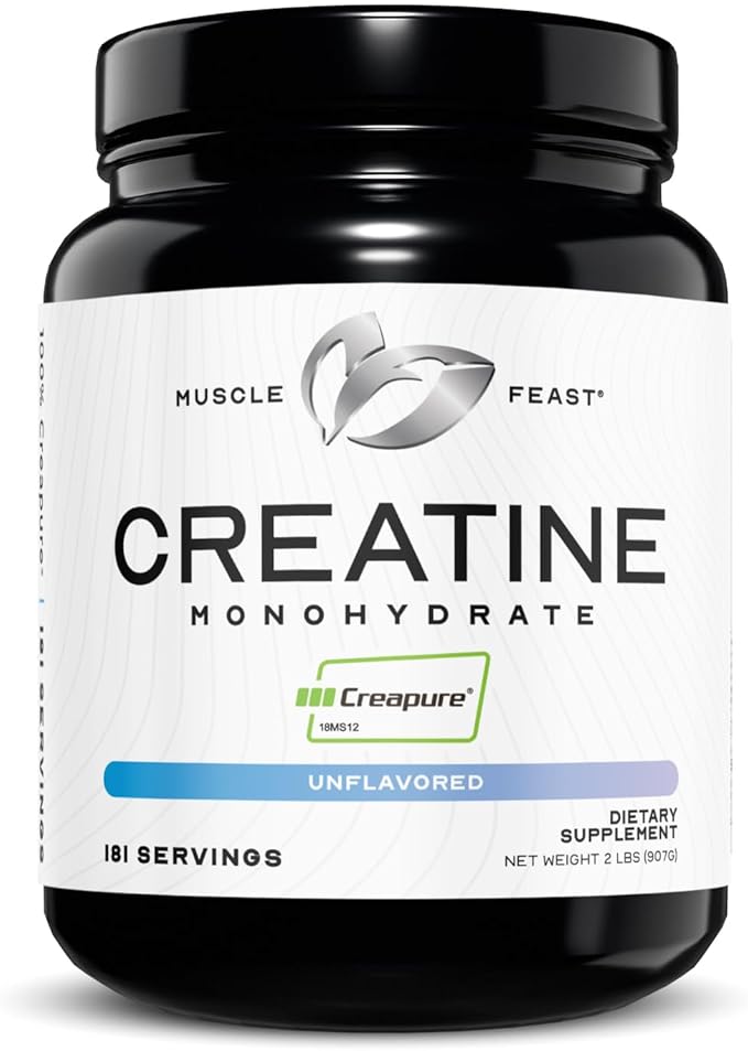 Muscle Feast Creatine Monohydrate &amp Grass-Fed Whey Isolate Bundle – 2lb Creatine + 5lb Vanilla Whey Isolate – Clean Muscle Growth &amp Recovery Support