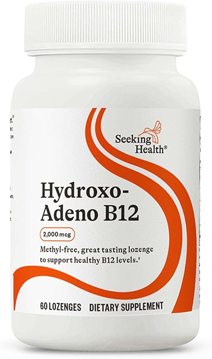 Seeking Health Hydroxo-Adeno B12 2000 mcg Methyl-Free Supports Energy Focus methylation Detox &amp homocysteine. Vegan Vegetarian (60 lozenges)