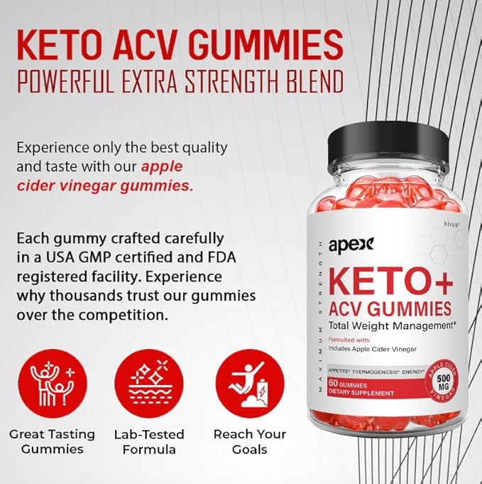 (2 Pack) Apex Keto - Apex Keto+ACV - Apex Keto+ACV Gummies (120 Count)