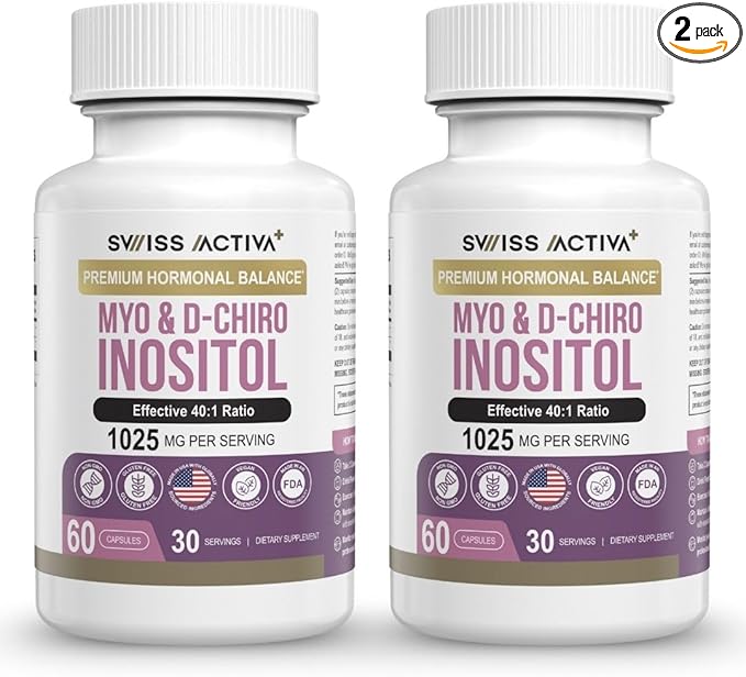 Swiss Activa+ Labs Myo Inositol &amp D-Chiro Inositol Supplement – 40:1 Ratio – Women’s Hormone Support – Supports Overall Menstrual Health &amp Metabolic Wellness –60 Day Supply