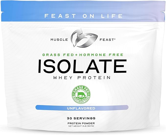 Muscle Feast Creatine + Isolate Bundle: 1 Creatine Powder (Unflavored 2lb) + 1 Whey Protein Isolate (Unflavored 2lb) | Premium Supplements Vegetarian Gluten Free