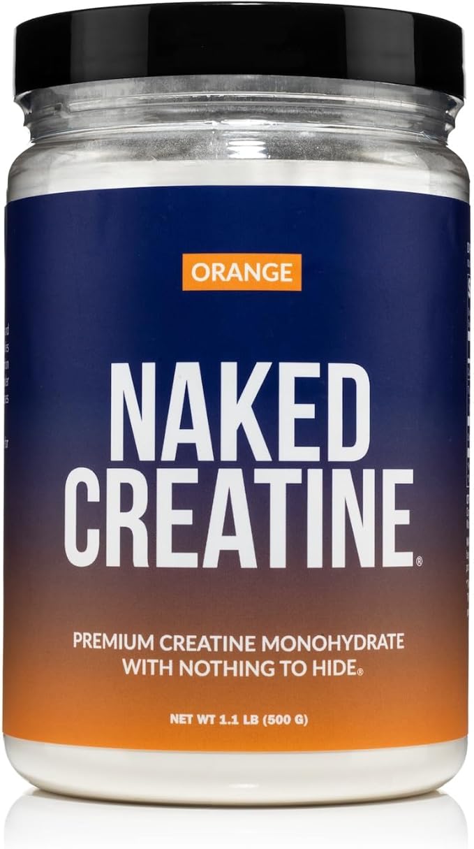 NAKED Pure Micronized Orange Creatine Monohydrate - 36 Servings - 500 Grams 1.1Lb Bulk Vegan Non-GMO Gluten Free Soy Free. Aid Strength Gains No Additives