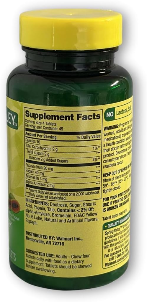 Papaya Enzyme Chewable- Tablets Complex 180 Count (Pack of 2)