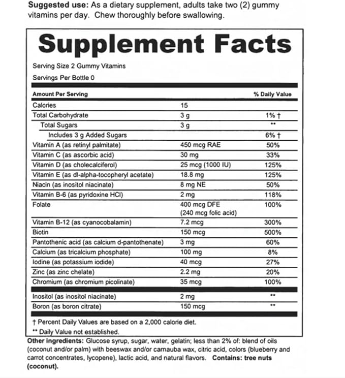 Women's Gummy Vitamin Fusion's Multi Berry Flavored Gummy Vitamins 220 Count 16 Nutrients for Energy Metabolism Bone &amp Immune Health Support 110 Days Supplies