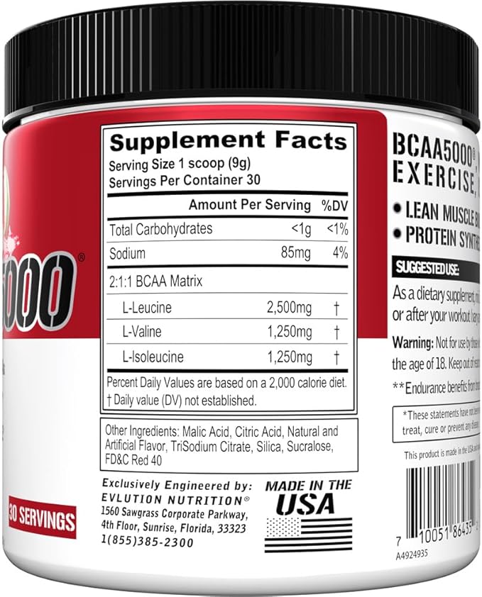 Evlution EVL BCAAs Amino Acids Powder - BCAA Powder Post Workout Recovery Drink and Stim Free Pre Workout Energy - 5g Branched Chain Amino Acids Supplement for Men - Cherry Limeade