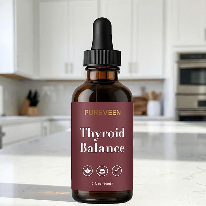 Pureveen Thyroid Restore Thyroid Support Drops for Women Liquid Supplement with Milk Thistle Selenium Zinc Magnesium Daily Wellness &amp Energy Support for Women 60ML