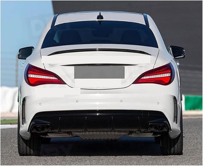 Compatible for CLA Class W117 CLA260 CLA45 AMG 2013-2018 PP Rear Bumper Lip Diffuser Spoiler with Exhaust Rear Lip Skid Plate(2013-2015 Silver)