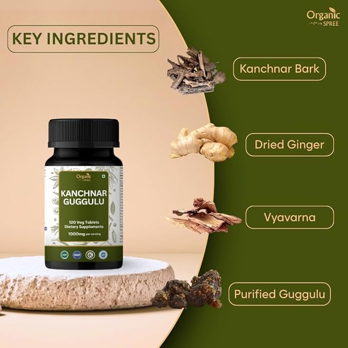 Kanchnar Guggulu 120 Tablets - Supports Detox and Lymphatic Health* - Ayurvedic Formulation - Certified and Vegetarian