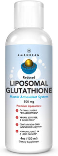AMANDEAN Liposomal Glutathione Supplement. Liquid Reduced Setria 500mg. Immune Cellular &amp Skin Health Liver Detox. Non-GMO Sunflower Lecithin Phosphatidylcholine. Soy-Free (Packaging May Vary)